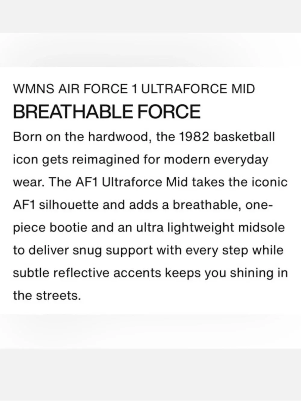 NIKE Air Force 1 Ultraforce Mid Sneakers US 8 Black White